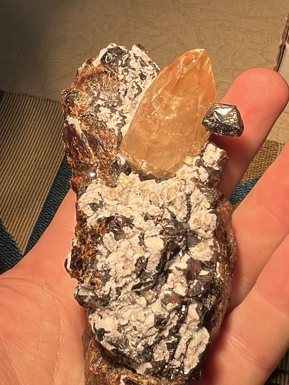 Superb Calcite with Barite on Sphalerite, Elmwood Mine, Carthage, TN