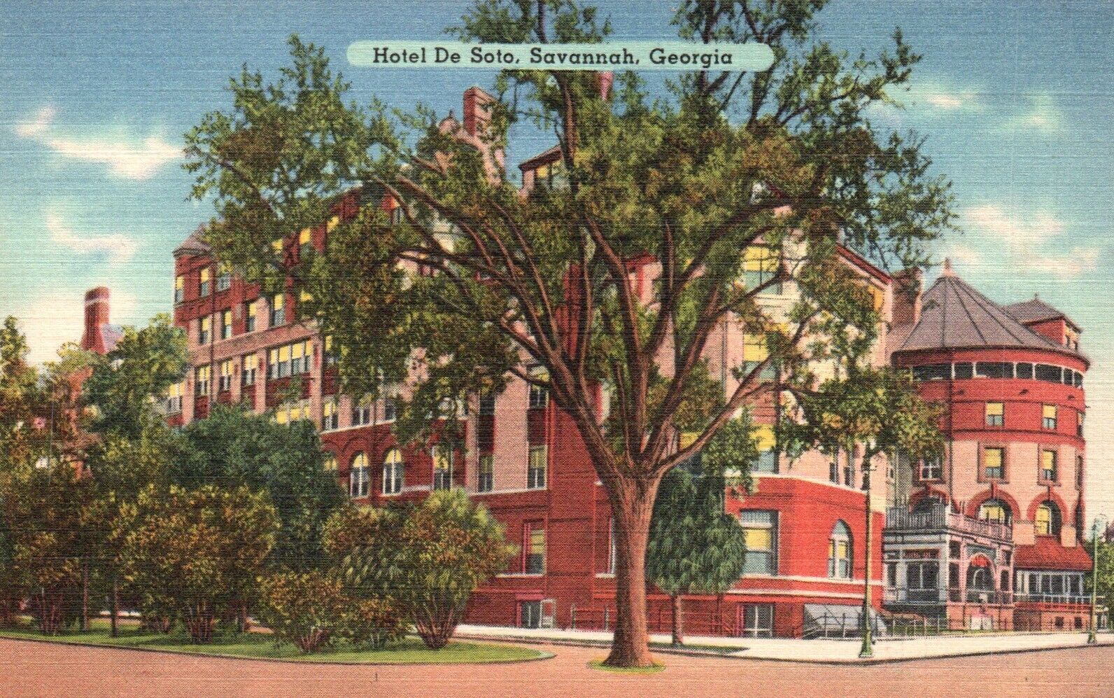 Postcard GA Savannah Georgia Hotel De Soto Unposted Linen Vintage PC f9724