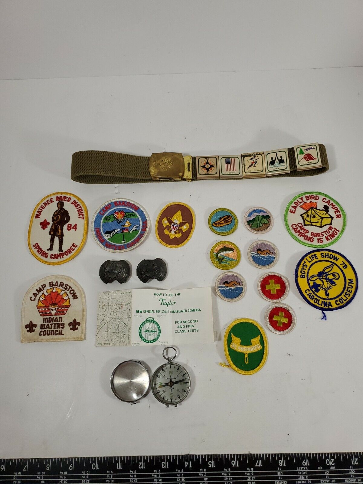 Lot Of Boy Scout Patches- Belt-Compass VTG  \