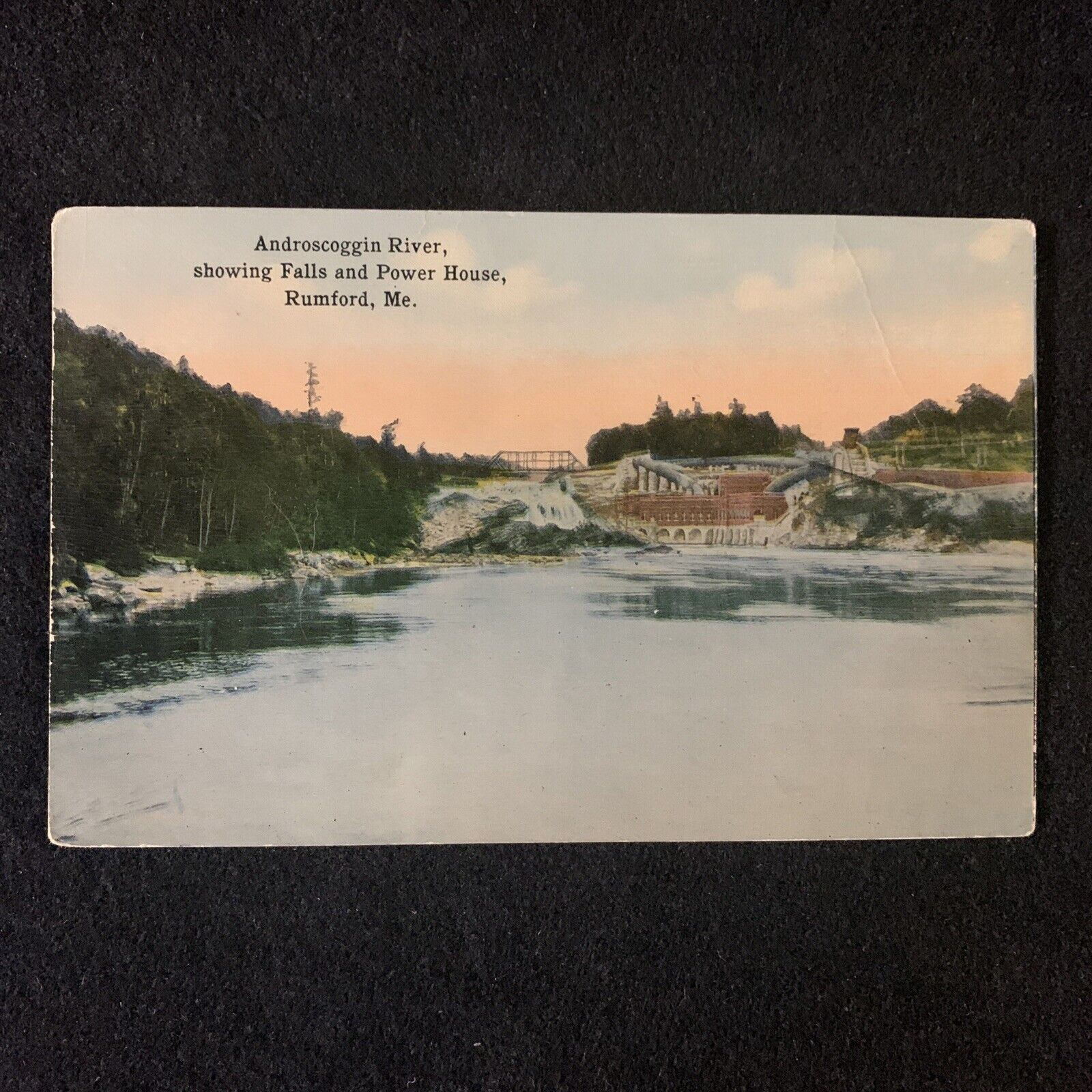 Rumford Falls ME Androscoggin River Falls Power House Maine VTG Postcard c1926