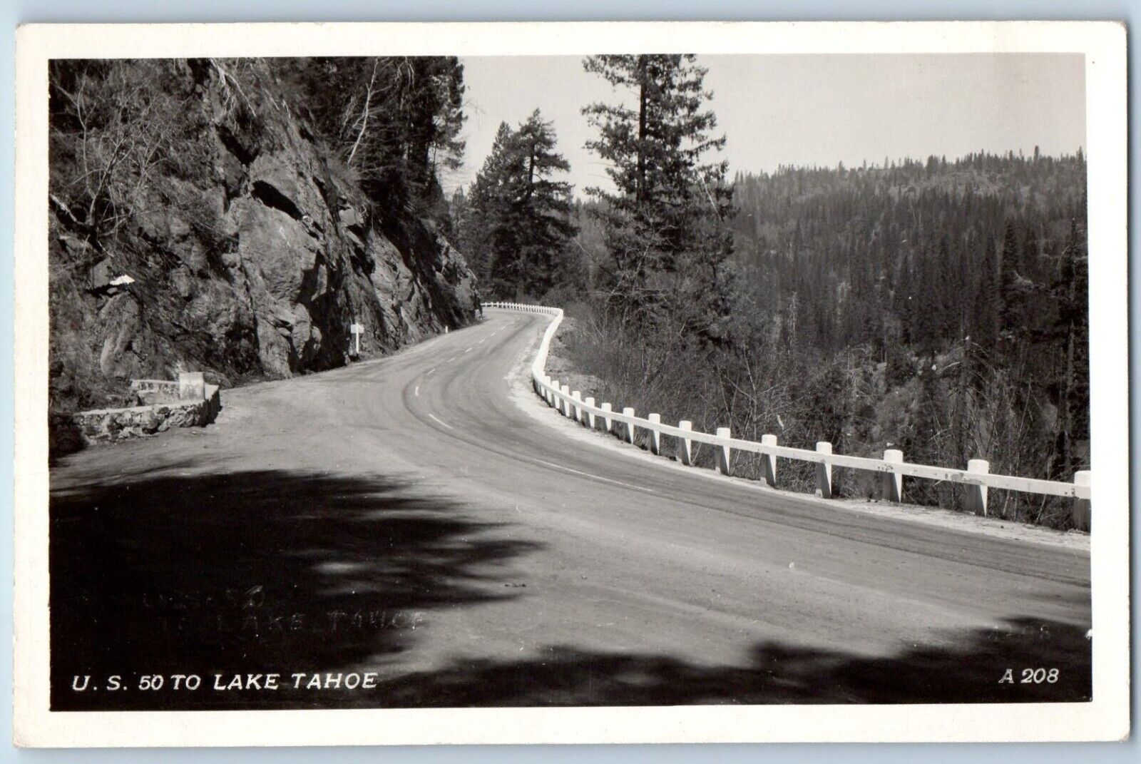 California CA Postcard RPPC Photo US 50 To Lake Tahoe c1940's Unposted Vintage