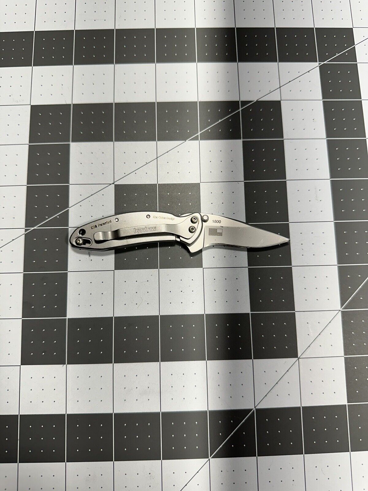 Kershaw 1600 Chive Pocket Knife USA - Silver - Flag - 6310
