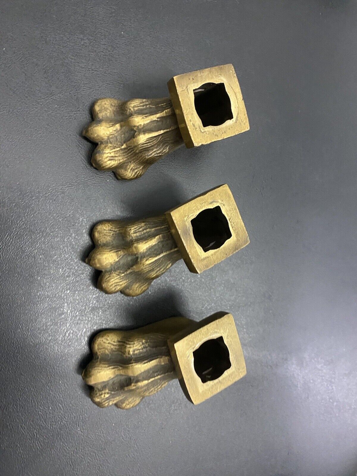 Antique brass lions feet set of three