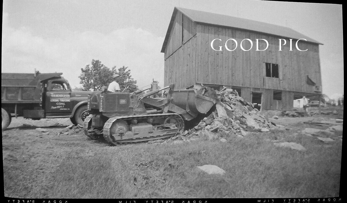 #DK - e Vintage Photo Negative- Plow and Truck on Farm
