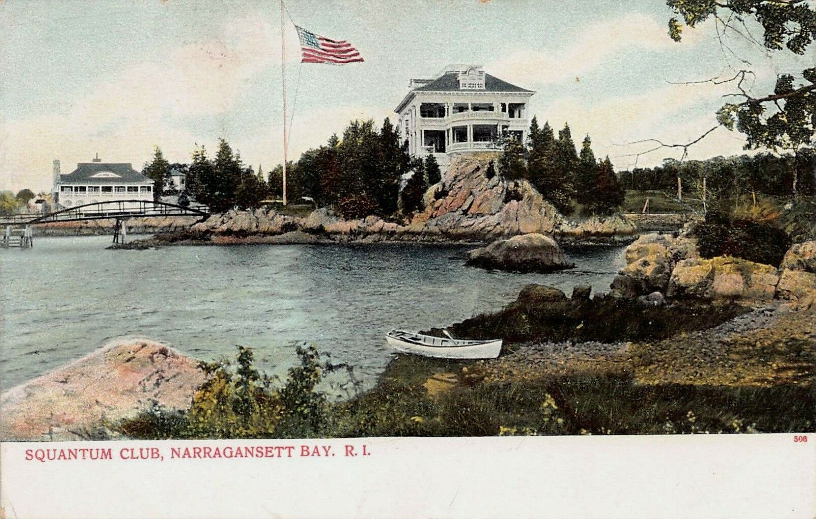 Squantum Club, Narragansett, Rhode Island, Very Early Postcard, Unused