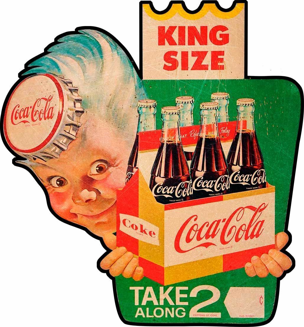 KING SIZE COCA COLA TAKE 2 SPRITE BOY HEAVY DUTY USA MADE METAL ADVERTISING SIGN