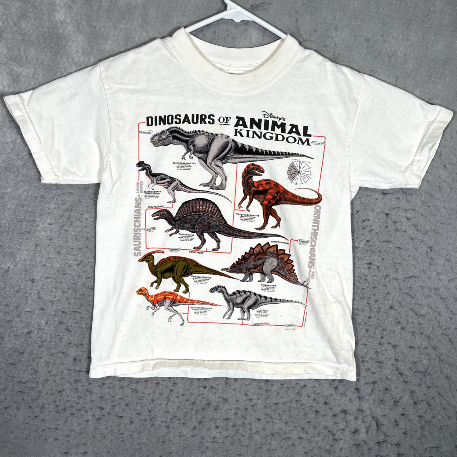 A1 Vintage Disney Animal Kingdom Dinosaurs Shirt Youth Medium White Cotton