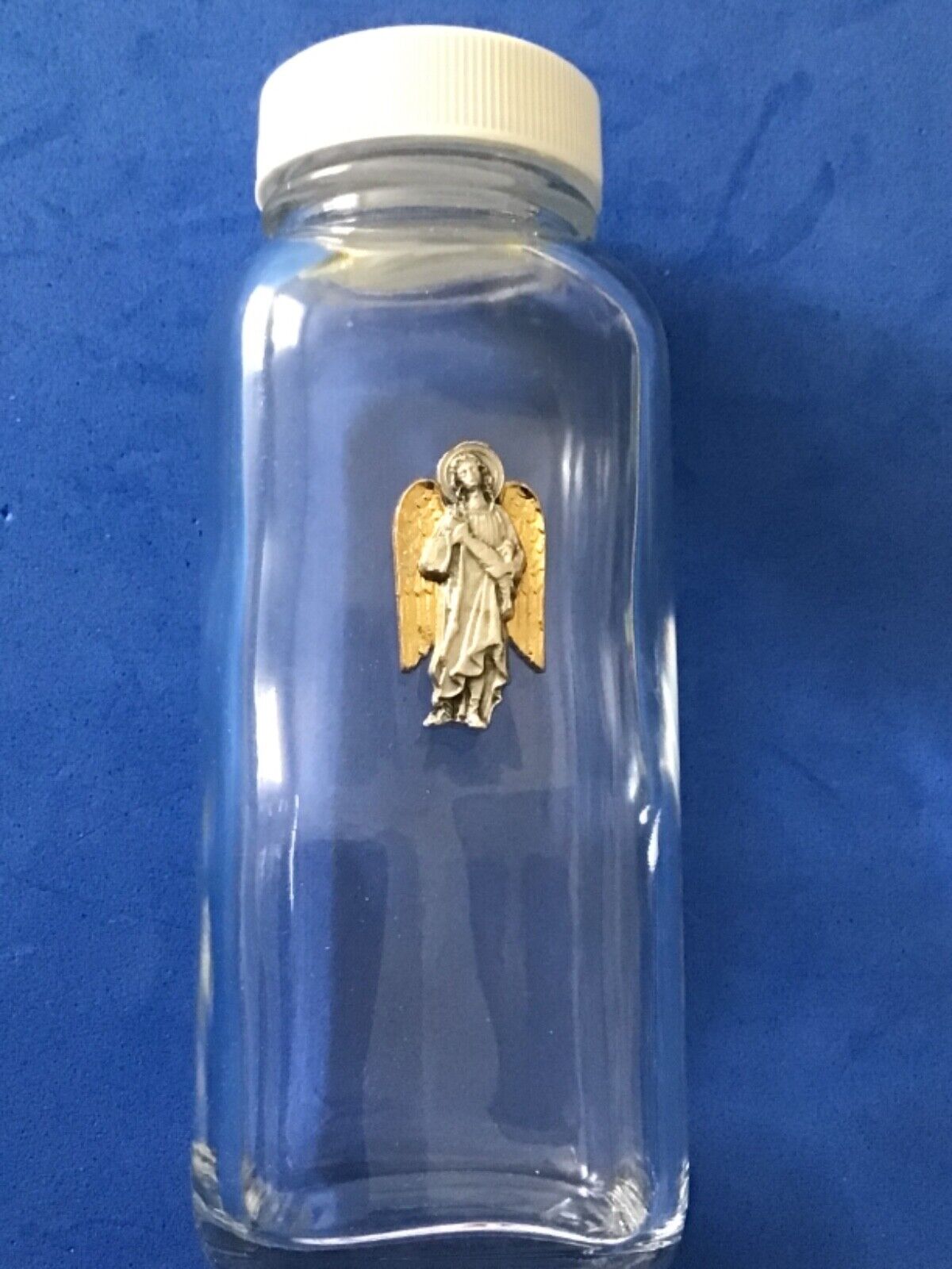 HOLY WATER Glass Bottle Vial ARCHANGEL ST RAPHAEL Medal Square 4oz Custom EMPTY