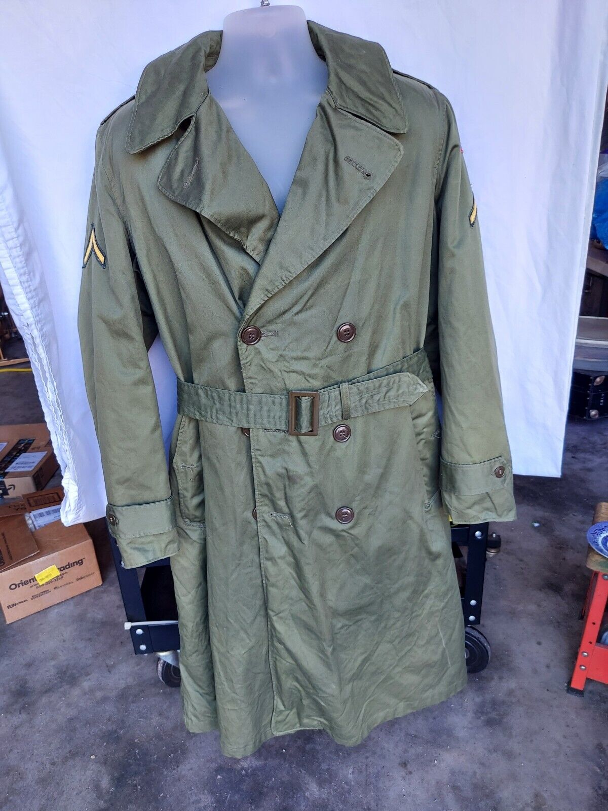 Original Korean War U.S. Army Soldiers Overcoat w/Wool Liner 1952 Size Reg/Med