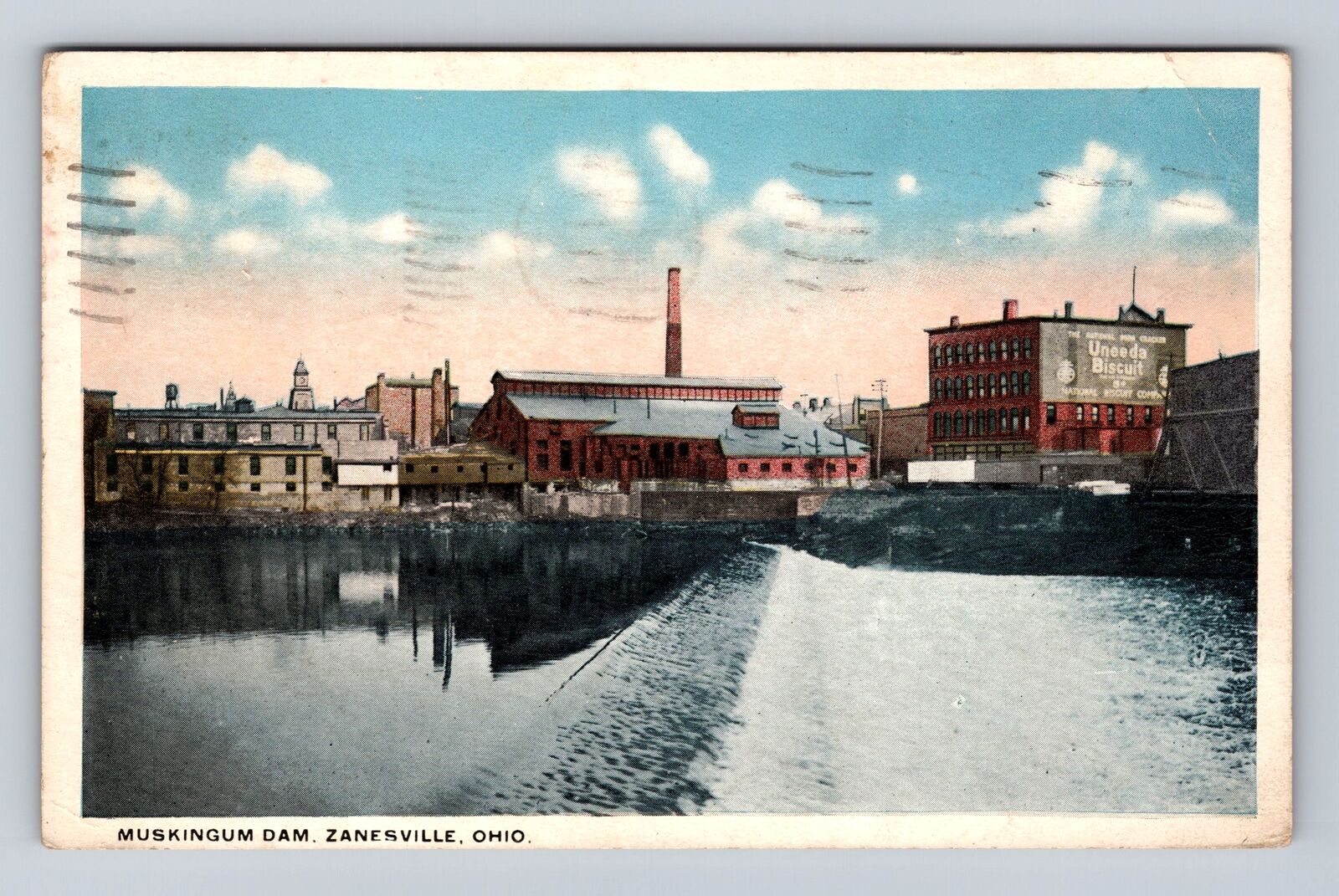 Zanesville OH-Ohio, Muskingum Dam, Antique Vintage c1938 Souvenir Postcard