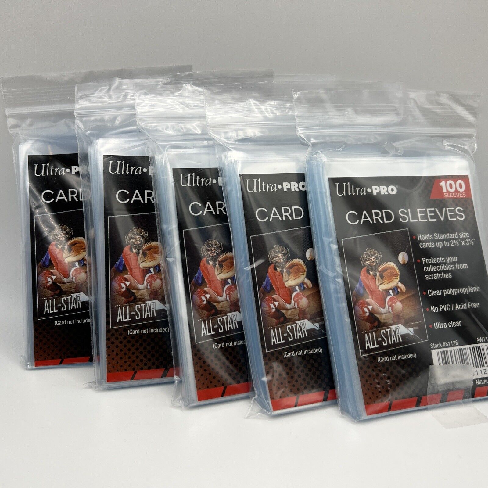 Ultra Pro Penny Card Soft Sleeves 5 Packs of 100 for Standard Sized Cards = 500