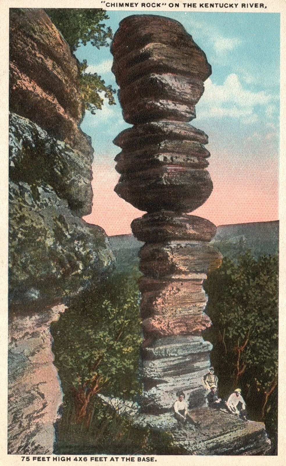 Vintage Postcard Chimney Rock 76 Ft High Kentucky River KY Bagby Howe Drug Co.