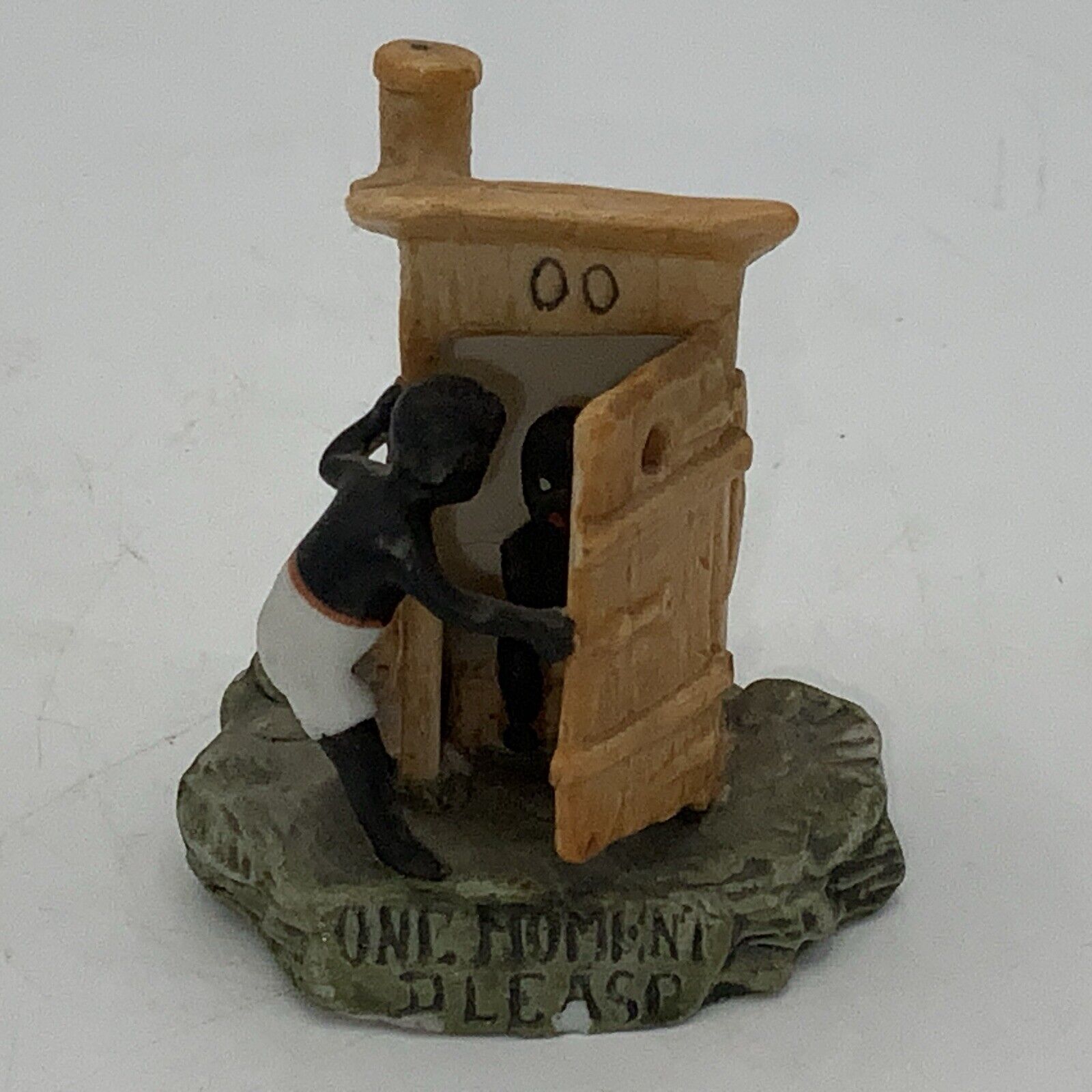 Vintage Bisque African Figurine Kids At Outhouse Germany “ One Moment Please”