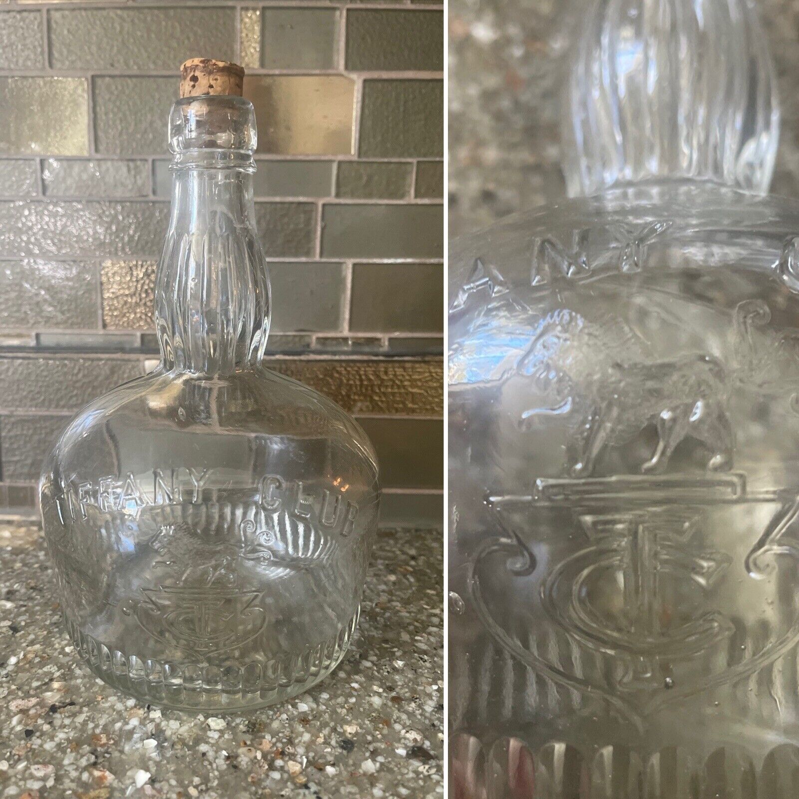 1890\'S ANTIQUE TIFFANY CLUB WHISKEY BOTTLE  COOL EMBOSSED LION