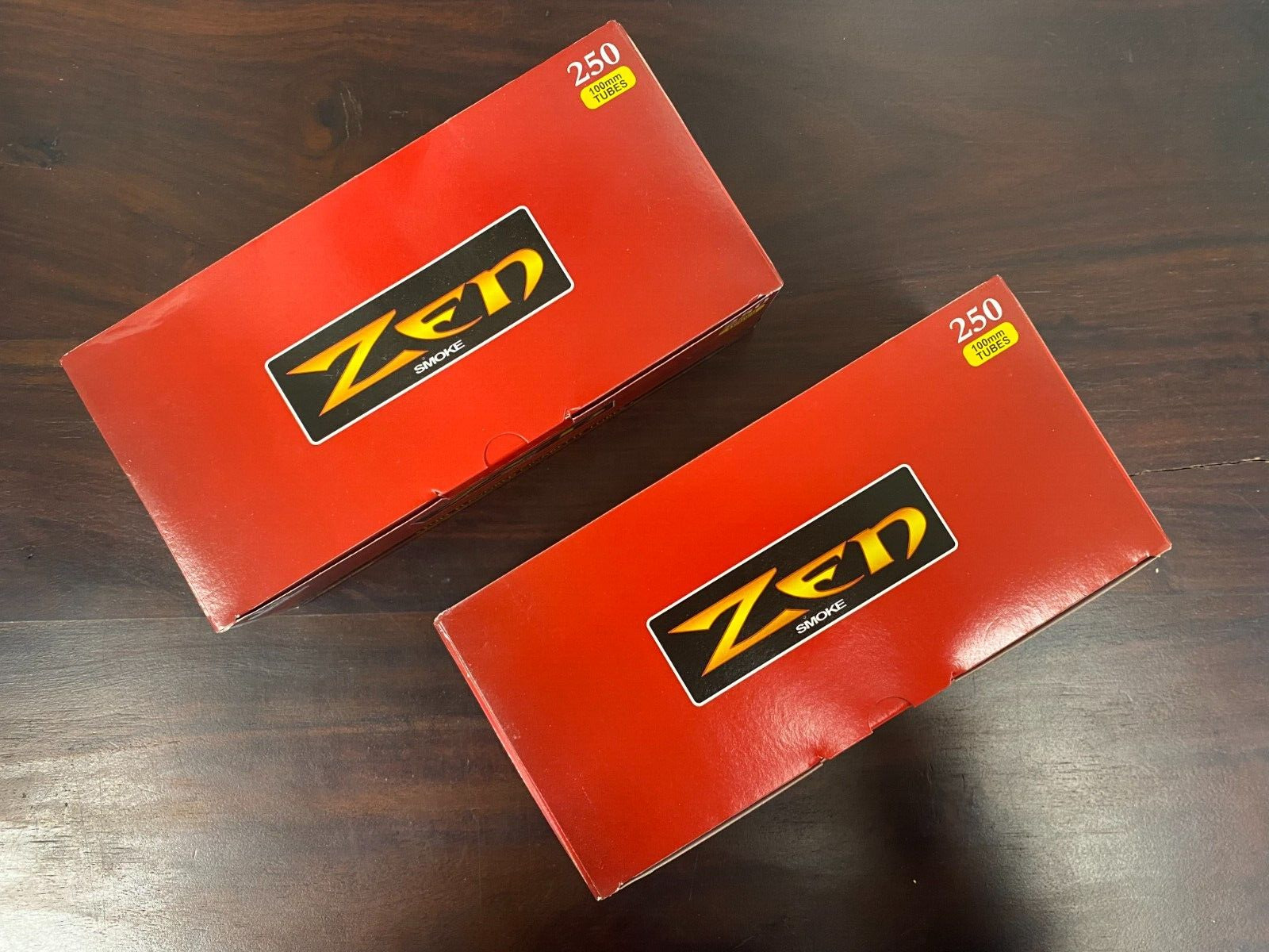 Zen Cigarette Tubes Red Full Regular 100mm Size Tubes 2 Boxes (250 Count Each)