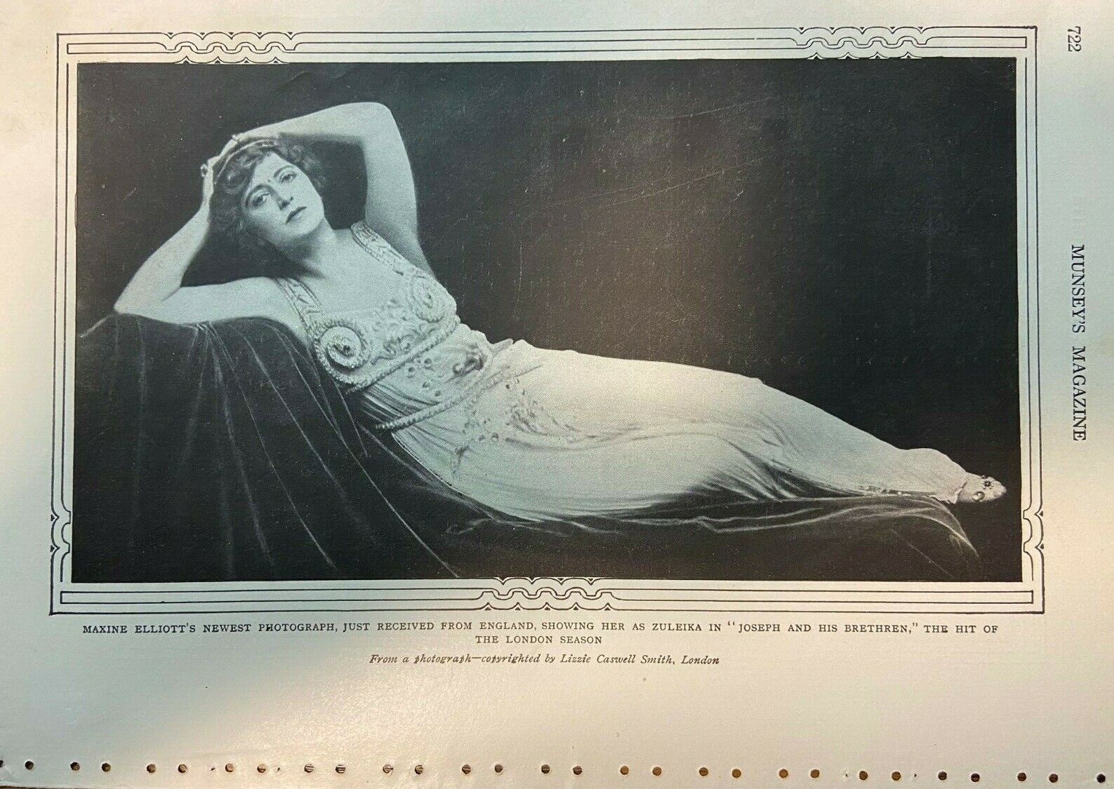 1915 Vintage Magazine Illustration Actress Maxine Elliott