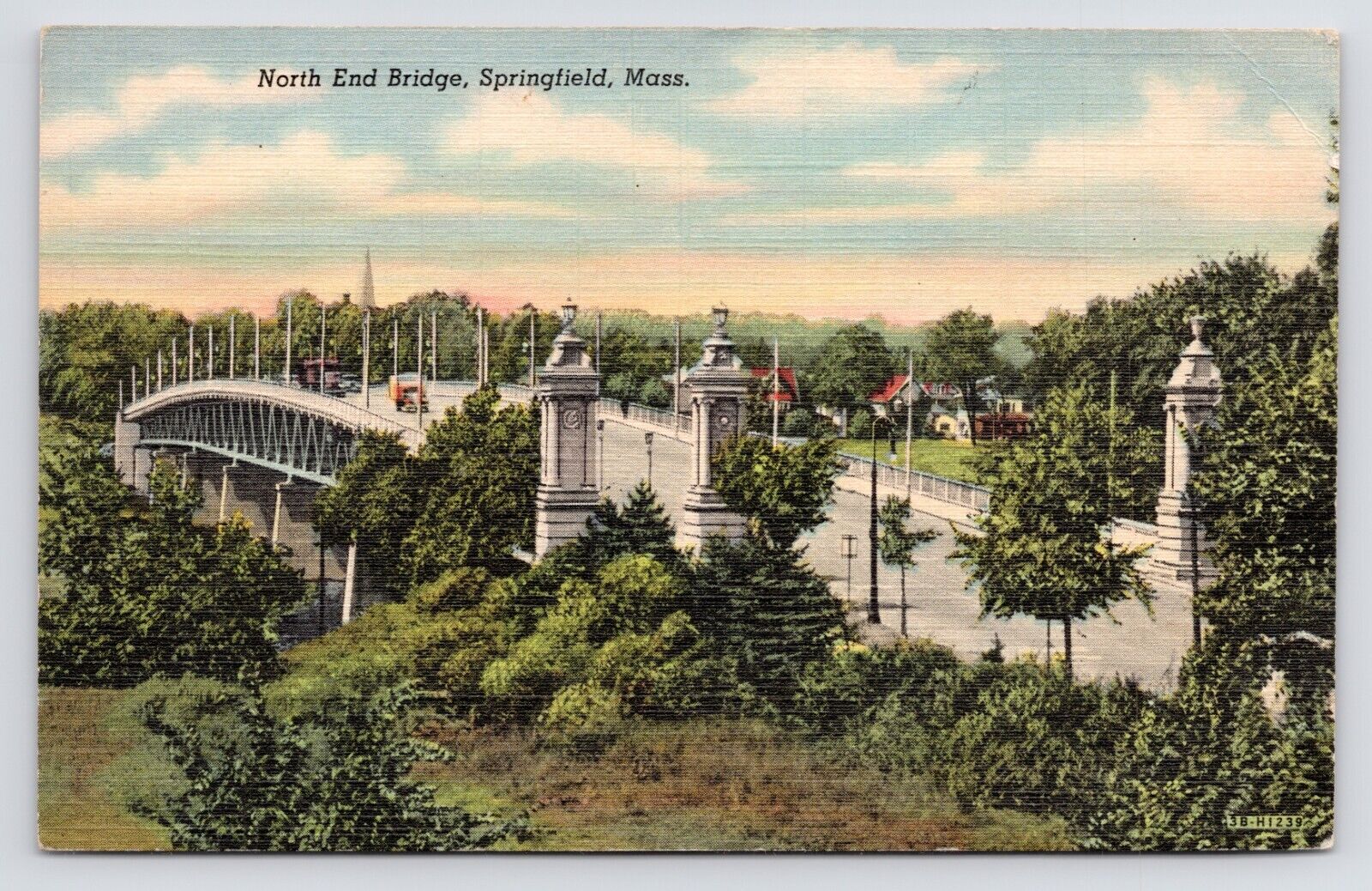 c1940s North End Bridge View Vintage Springfield Michigan MI Postcard