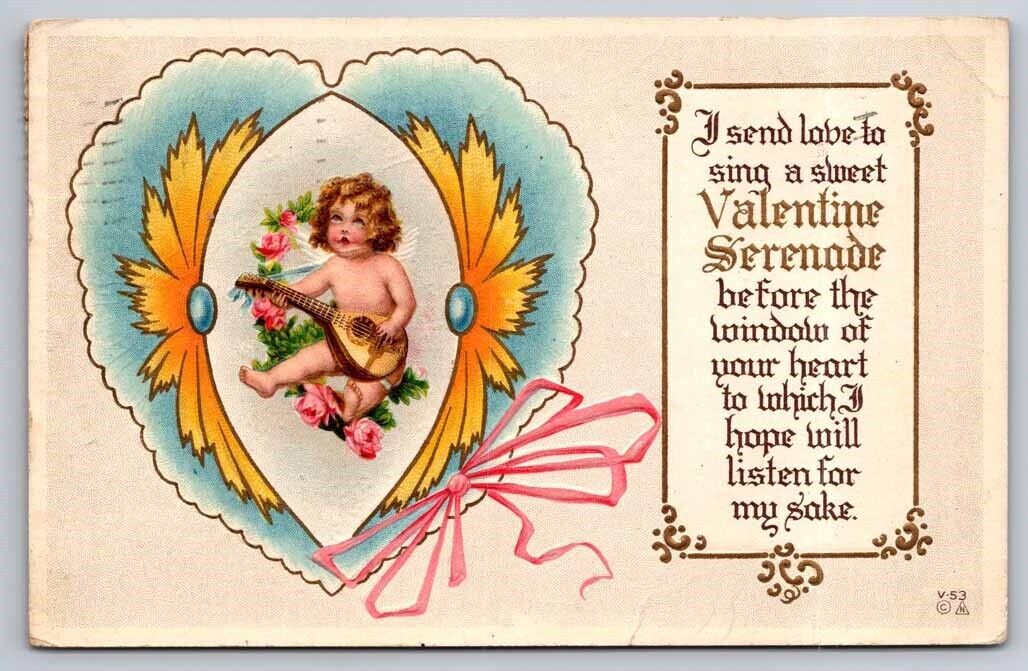 eStampsNet - Valentine Angle in Heart Vintage 1913 Postcard