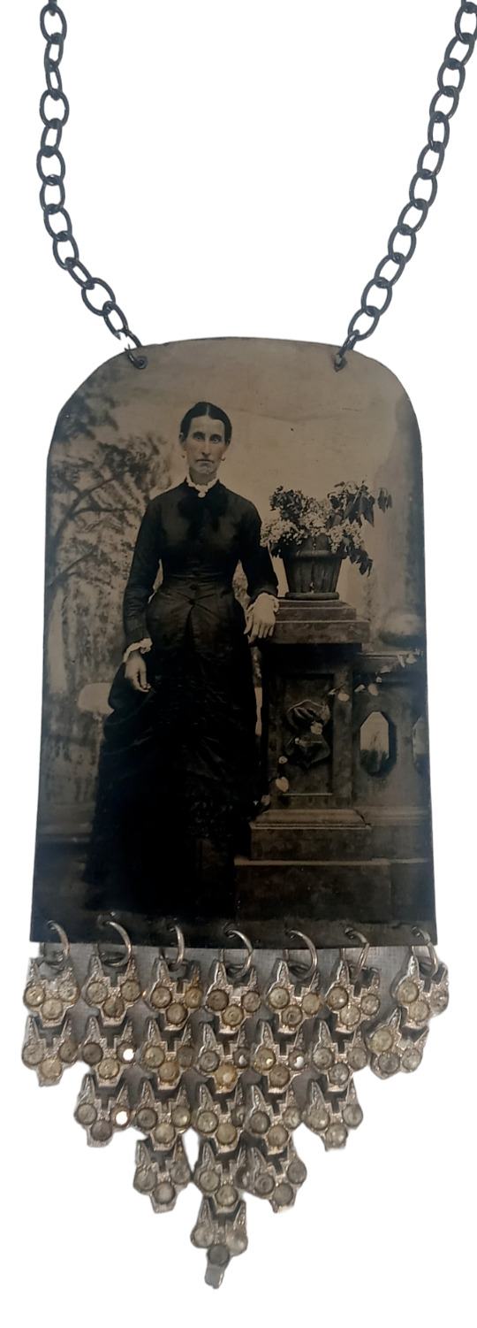 Tintype Photograph Handcrafted Necklace Vintage Woman Vintage Trifari Jewelry