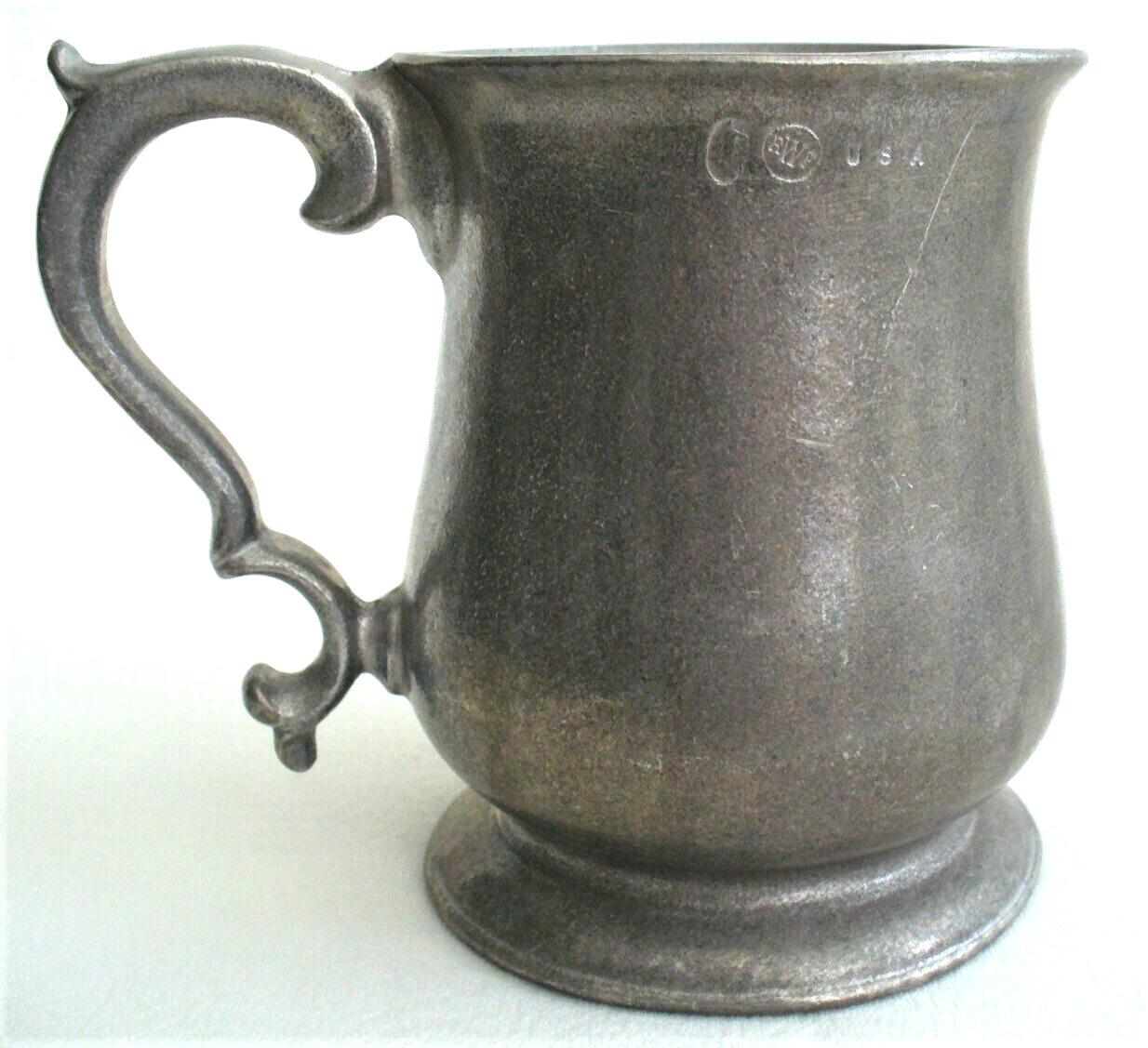 Vintage~RWP USA~Double C Handle~COLLECTIBLE~Pewter~STEIN~Tankard~FOOTED MUG~USA