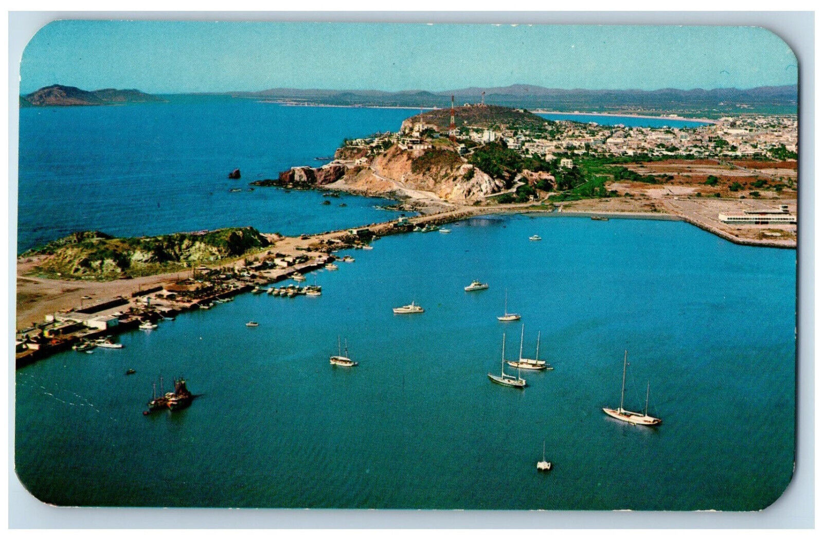 Mazatlan Sinaloa Mexico Postcard Yacht Basin Docks for Fishing Fleet c1960's