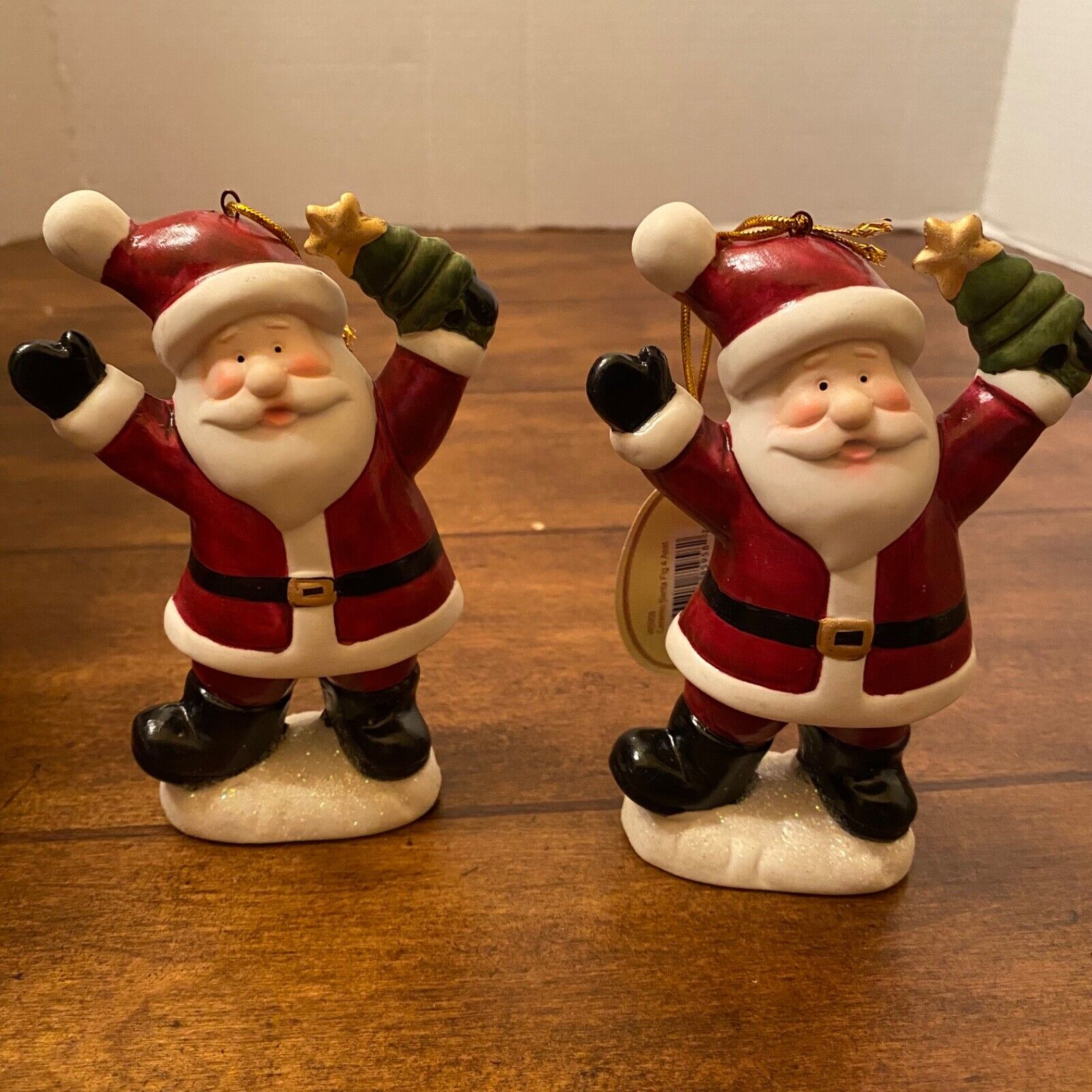 TII Collections Santa Claus Ornaments Christmas Tree Ceramic 5” Lot of 2 VTG A24