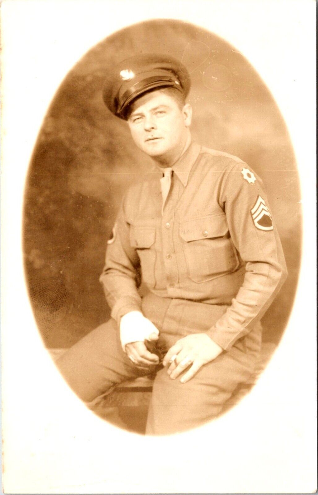 Postcard RPPC WWII Soldier Injured Hand Portrait D64