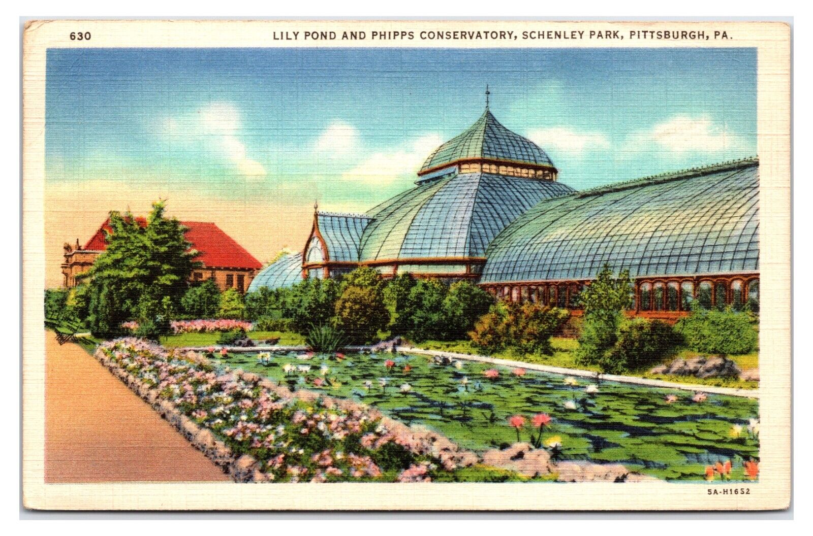 VTG 1930s - Lily Pond & Phipps Conservatory - Pittsburgh, Pennsylvania Postcard