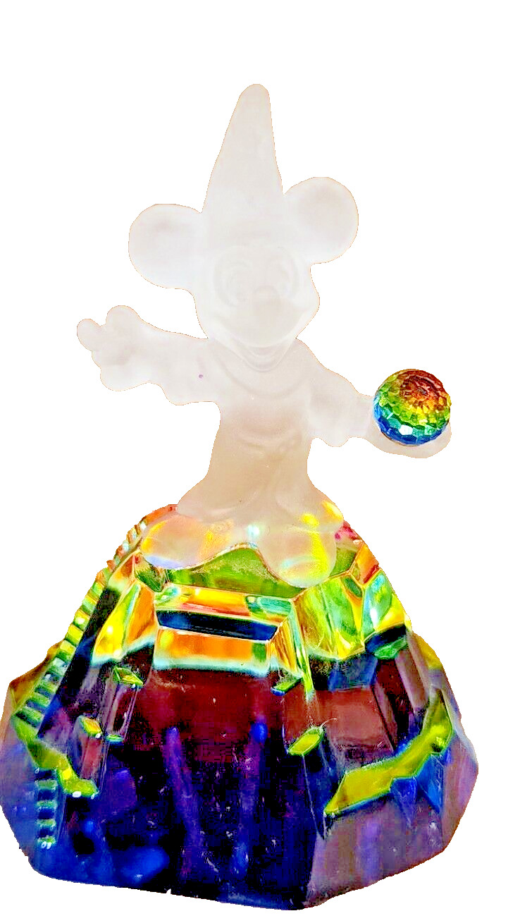 Walt Disney Fantasia Frosted Sorcerer Mickey Crystal Prism Mountain Glass Figure