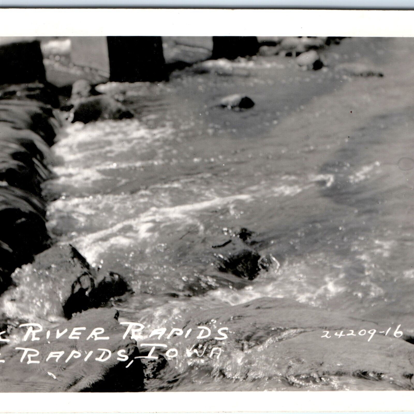 c1950s Rock Rapids, IA City RPPC River Real Photo Postcard Luverne Sioux Vtg A93
