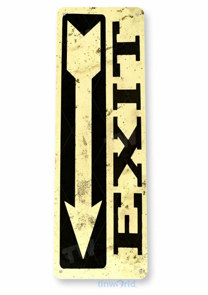EXIT 11X4 TIN SIGN HOME GARAGE REPRODUCTION TIN SIGN RUSTIC OUT DOOR FIRE 