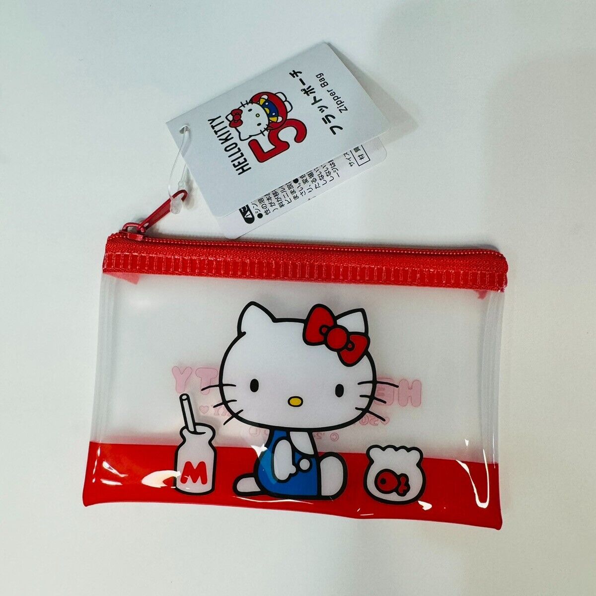 Hello Kitty JAPAN Sanrio Characters 50th Anniversary Flat vinyl Pouch RED
