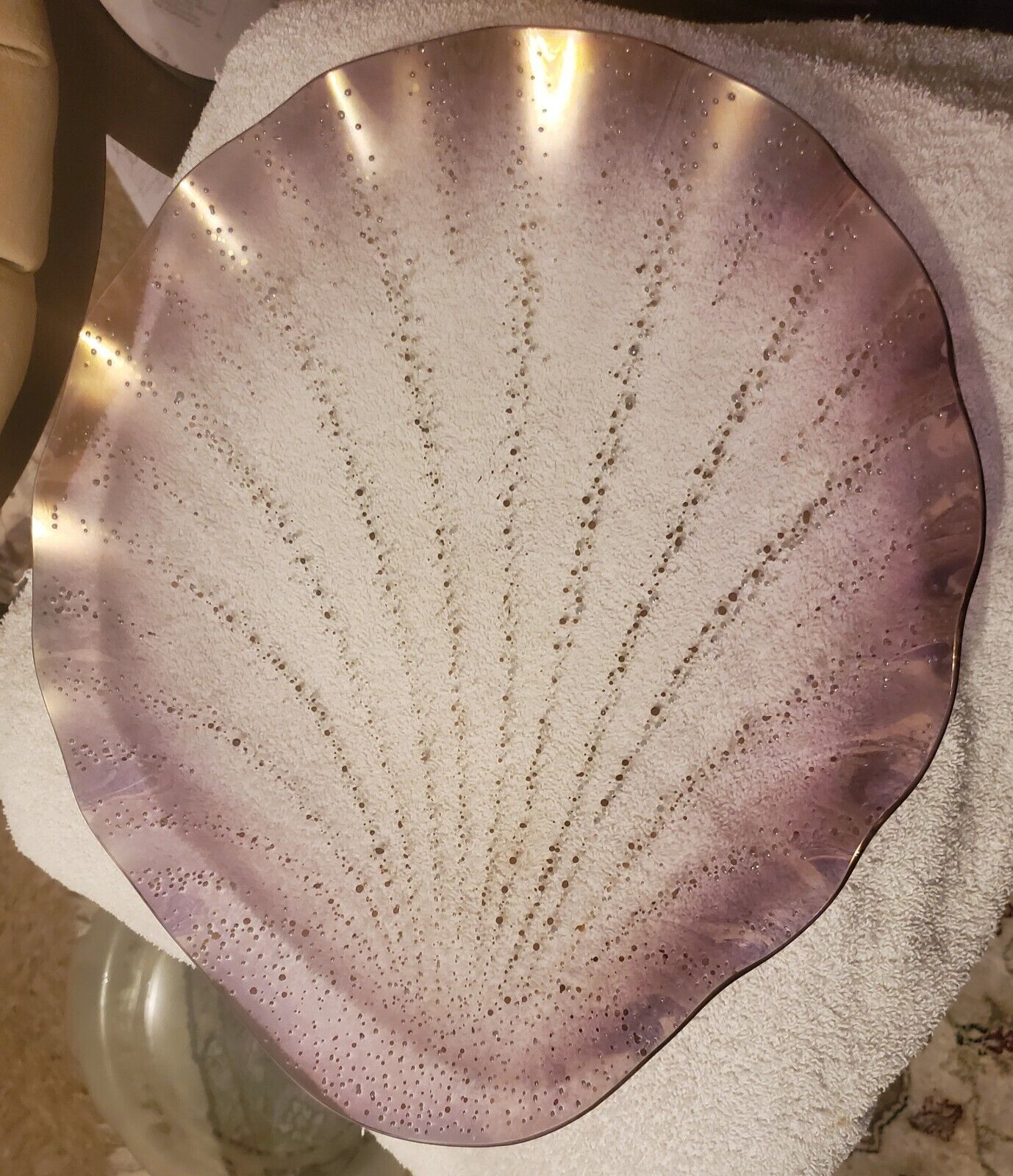 Vintage Mid-century Mod Crystalline Seashell Platter