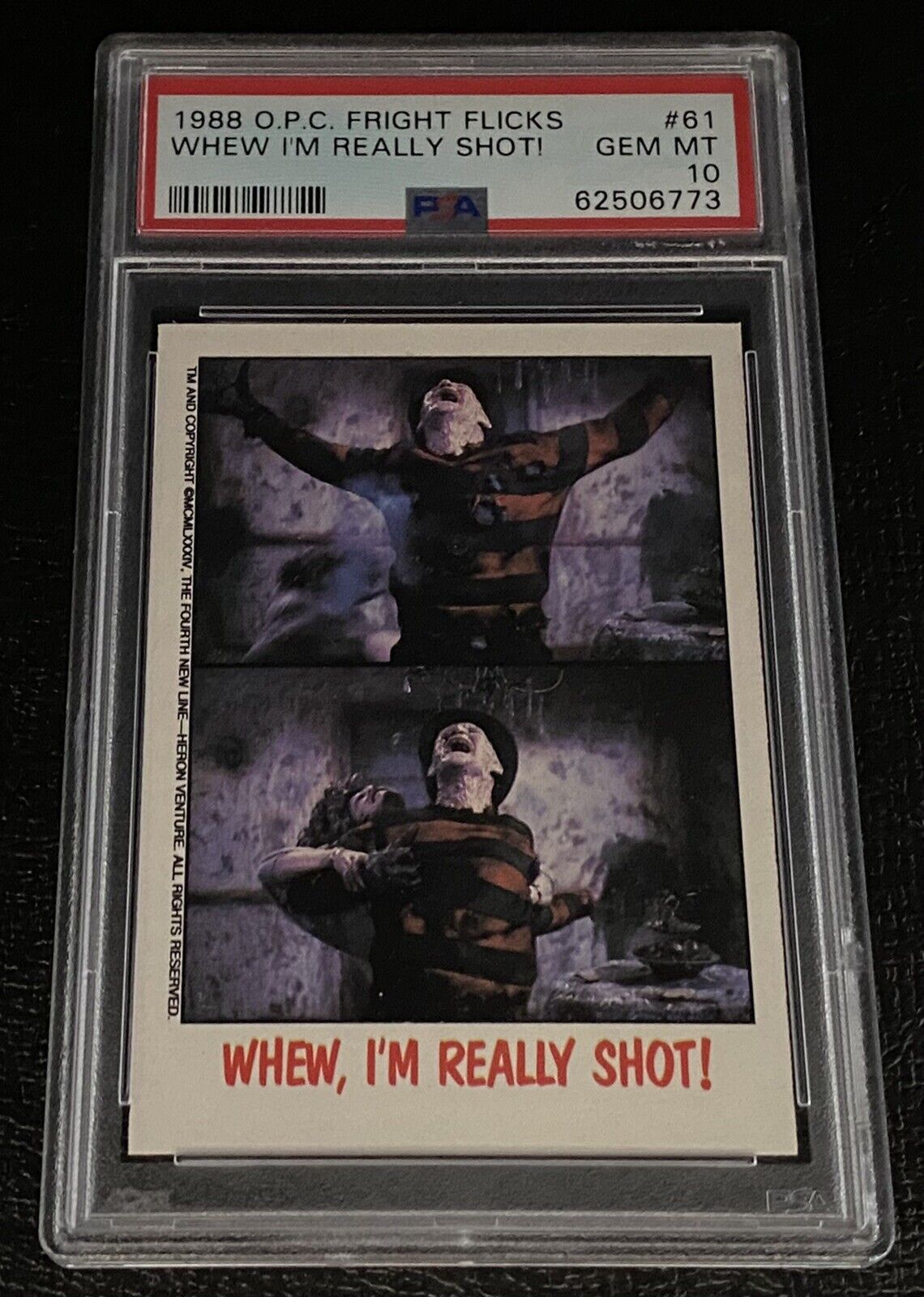 PSA 10 1988 OPC Fright Flicks Freddy Krueger #61 A Nightmare On Elm Street Card