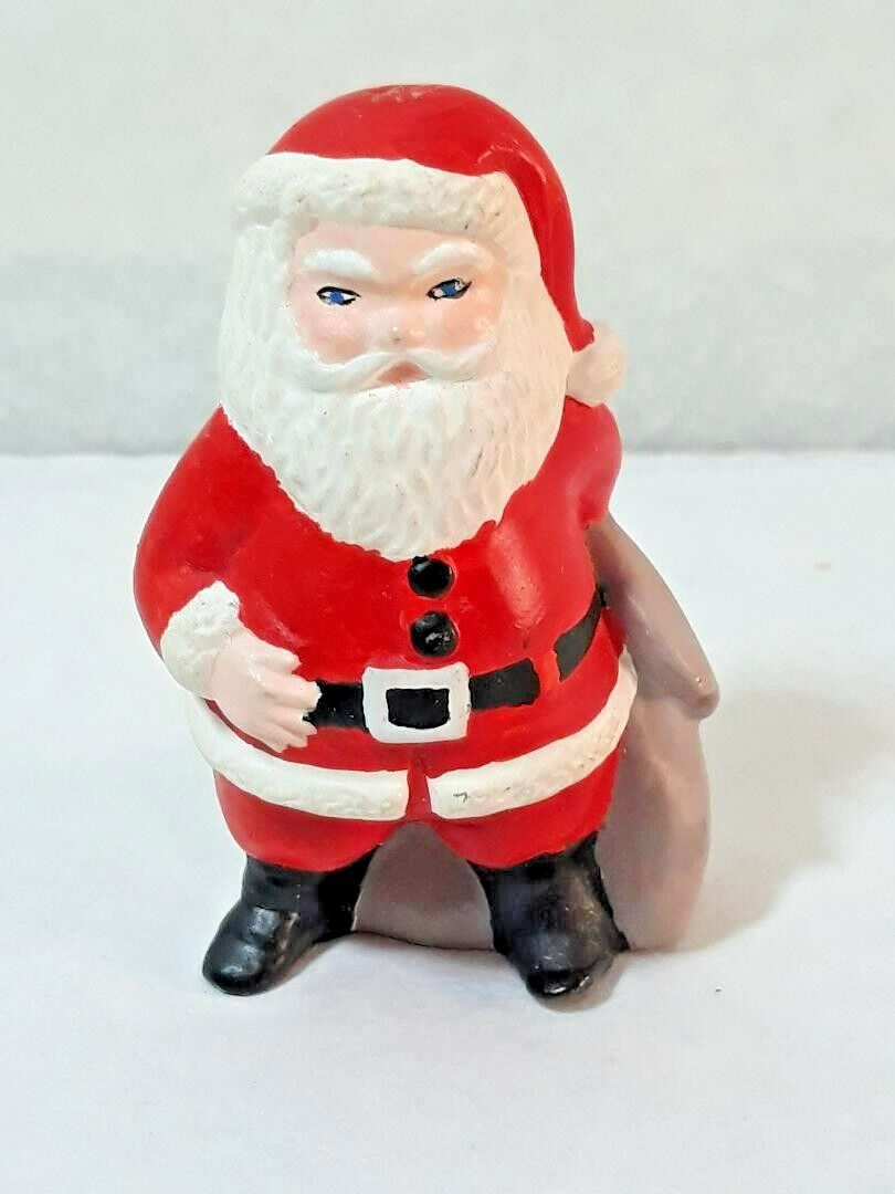 Vintage Santa Claus With Bag Figurine Ceramic Christmas Small