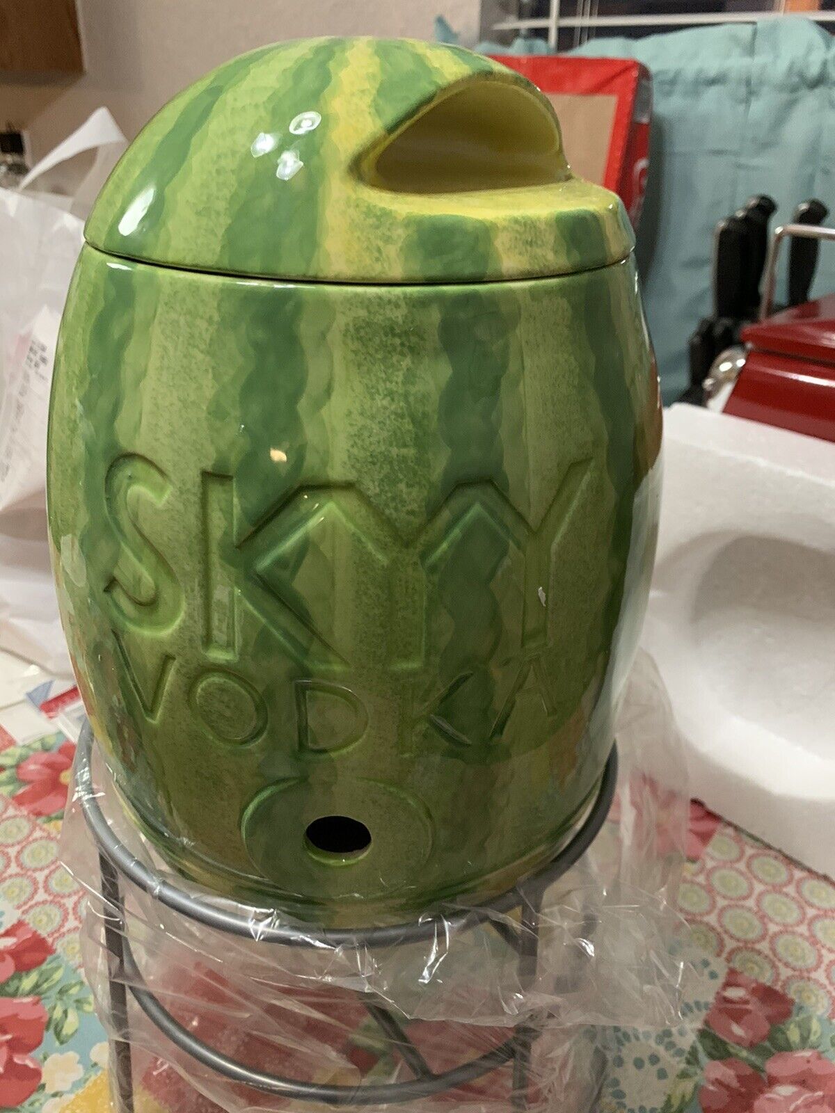 New Skyy Vodka Water Melon Dispenser Ceramic NIB