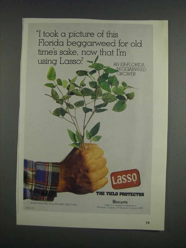 1985 Monsanto Lasso Ad - I took a picture of this Florida beggarweed