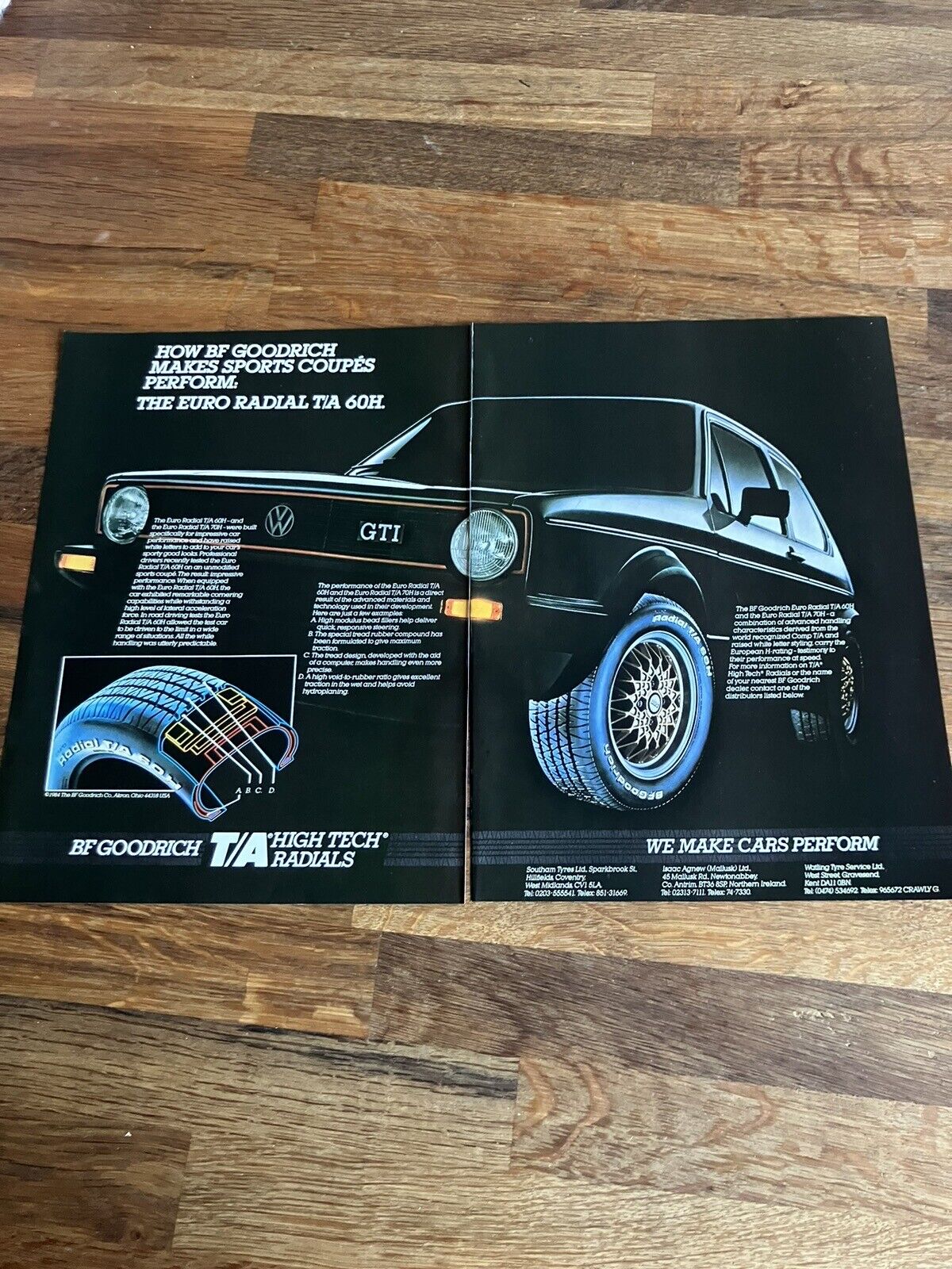 Original 1984 VW Golf GTi MK1 BFG  Magazine Advert Frame Ready Retro Man Cave