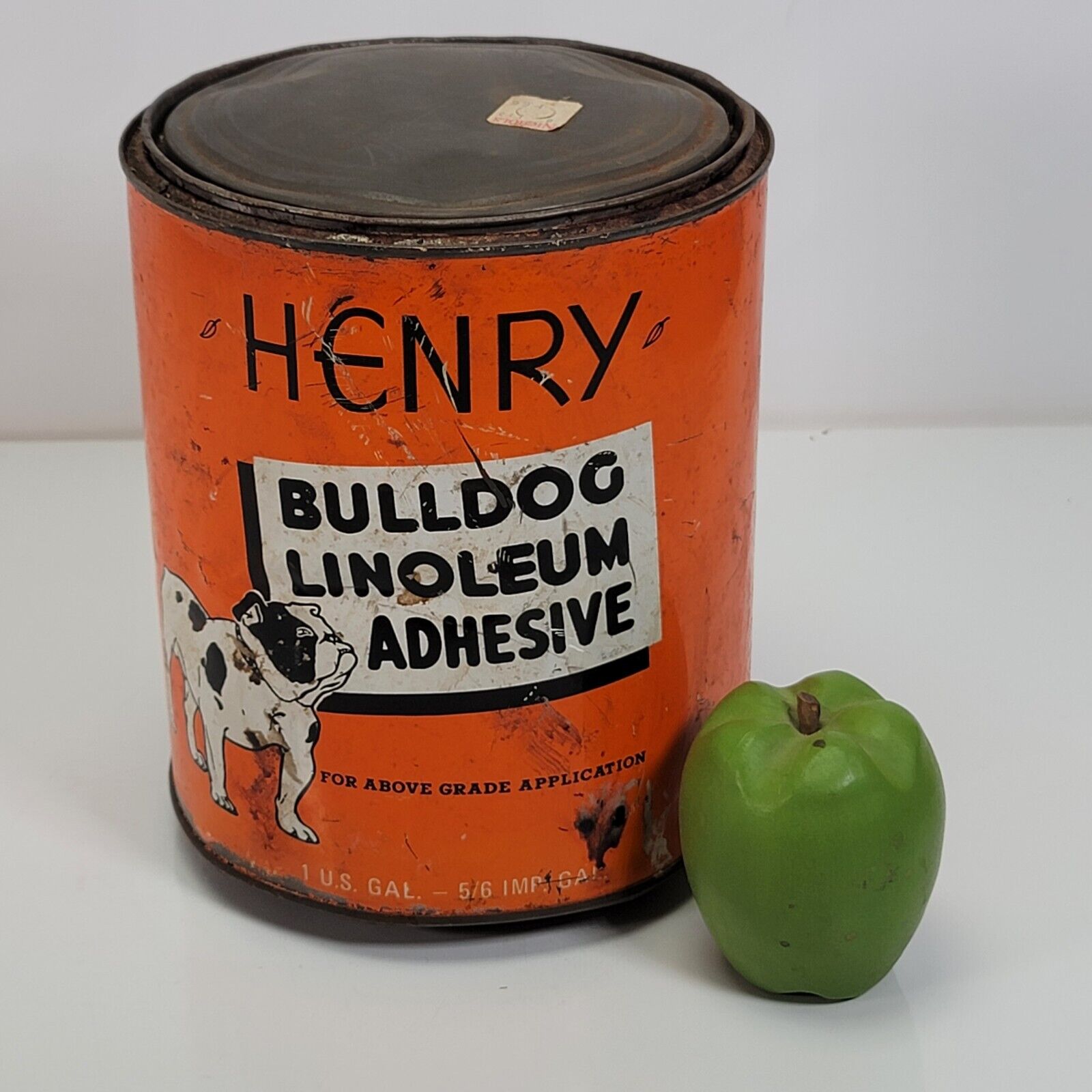 Vintage Henry Bulldog Linoleum Adhesive 1 Gallon Tin