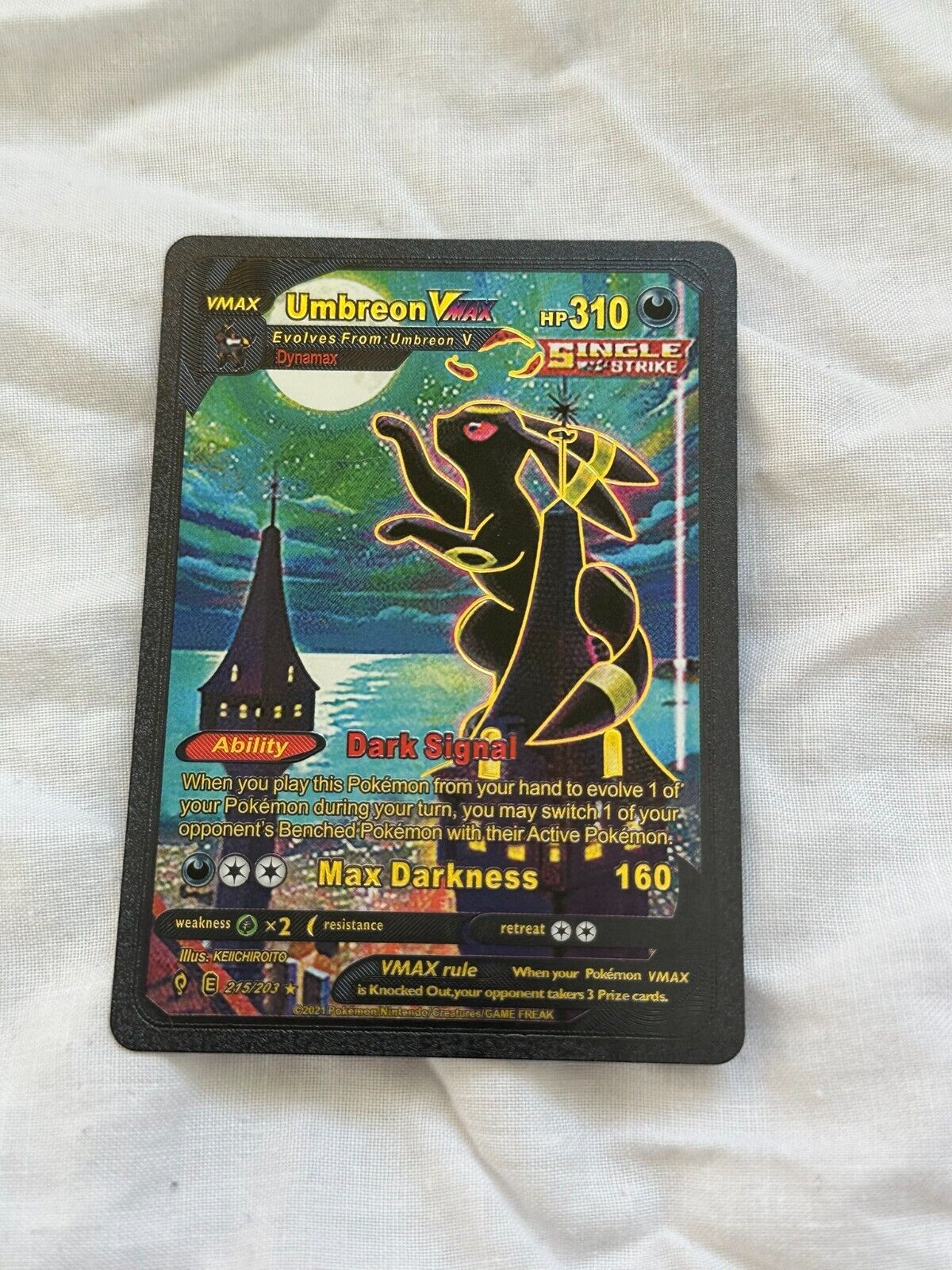 Umbreon Vmax Moonbreon Alt Art Rare Pokemon TCG Black Gold Metal Foil Card
