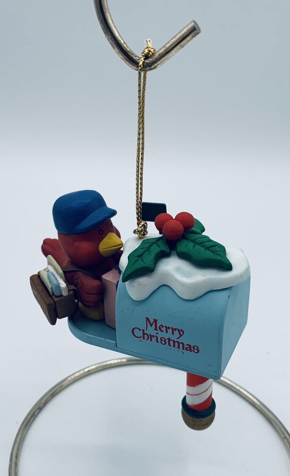 Vintage Christmas Ornament \'Merry Christmas to a Friend\' Cardinal Mailbox-Lustre