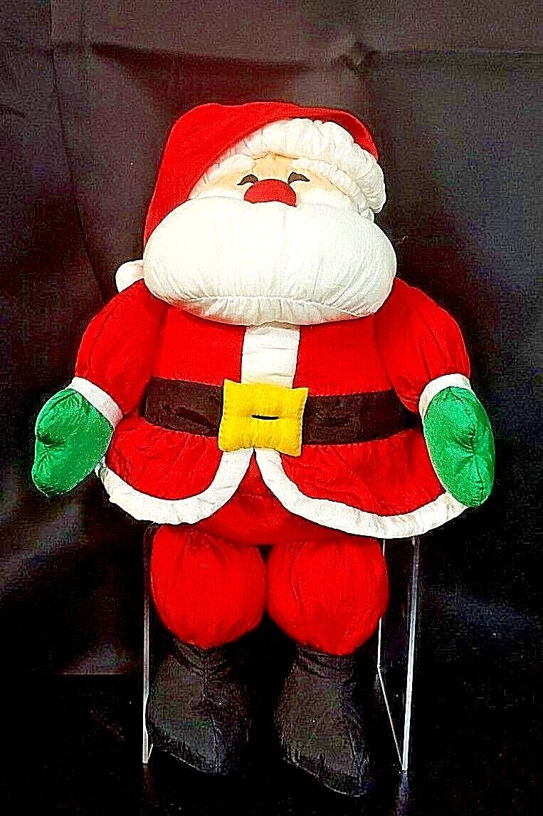 Vintage Hallmark 1990\'s Plush Nylon Parachute Style 14” Puffy Santa Claus EUC