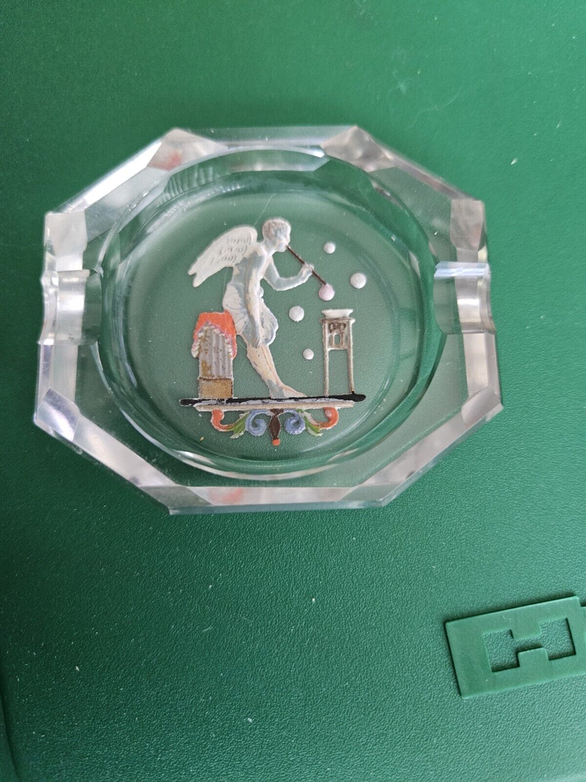 Rare Vintage Glass /Crystal Octagonal  Mini Ashtray Curt Schlevogt Bohemian 