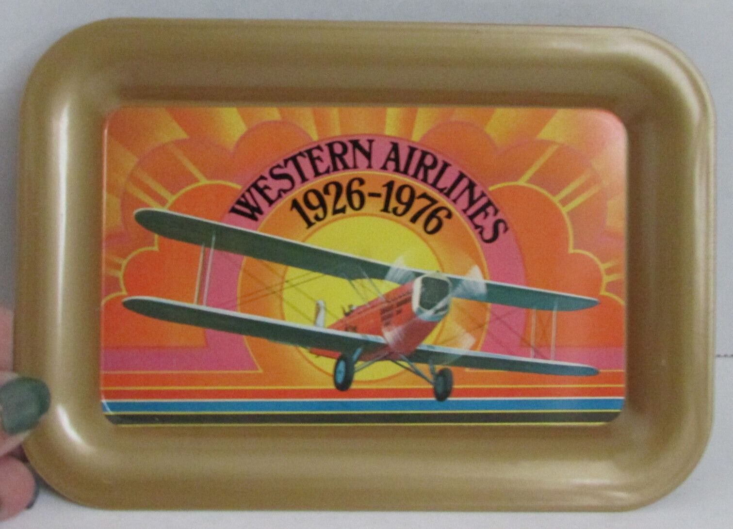 VINTAGE Western Airlines 1926-1976 50th Anniversary Mini Trinket Tray