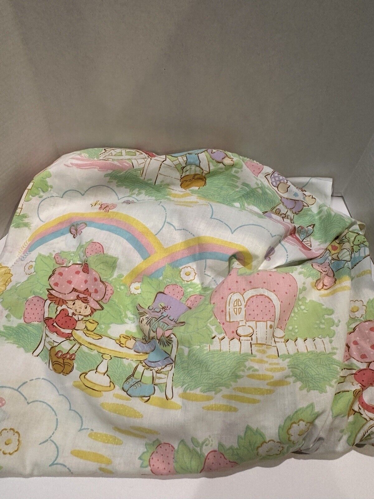 Strawberry Shortcake Vintage 80's Twin Fitted Sheet American Greetings Corp