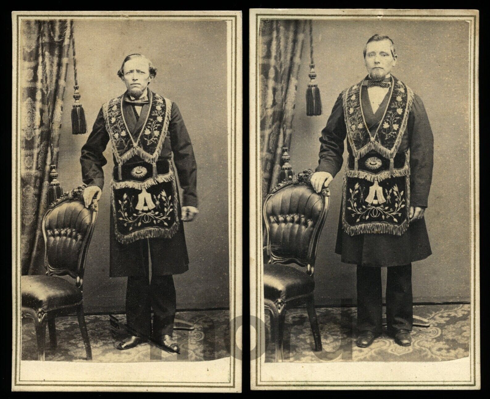 1860s Masonic CDV Photos San Francisco Freemasons with Civil War Tax Stamps BUSH
