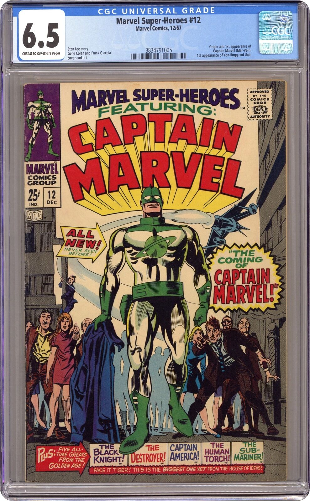 Marvel Super Heroes #12 CGC 6.5 1967 3834791005 1st and origin Captain Marvel