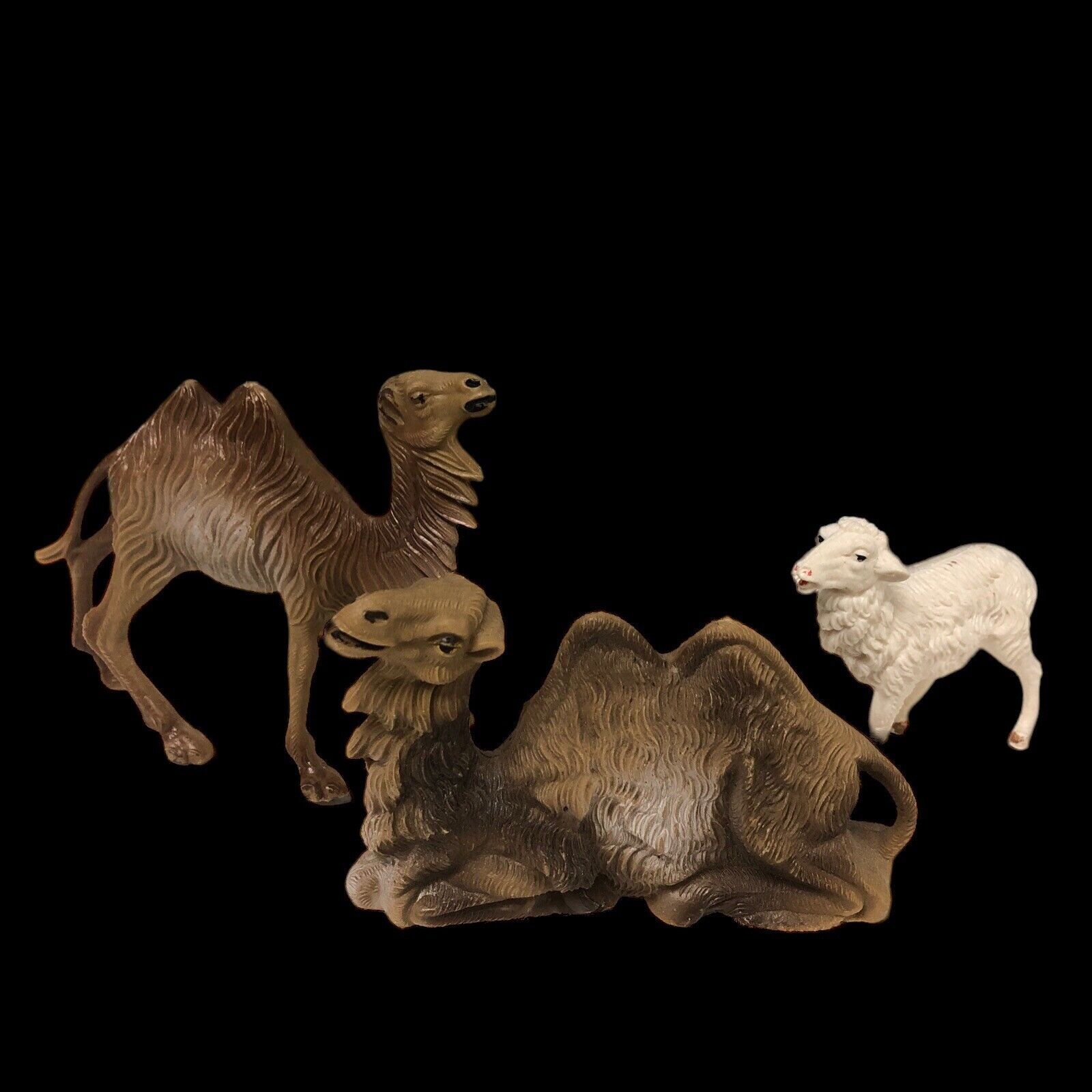 Vintage Fontanini Nativity Italy Depose - 2 Camels + 1 Sheep ITALY Plastic