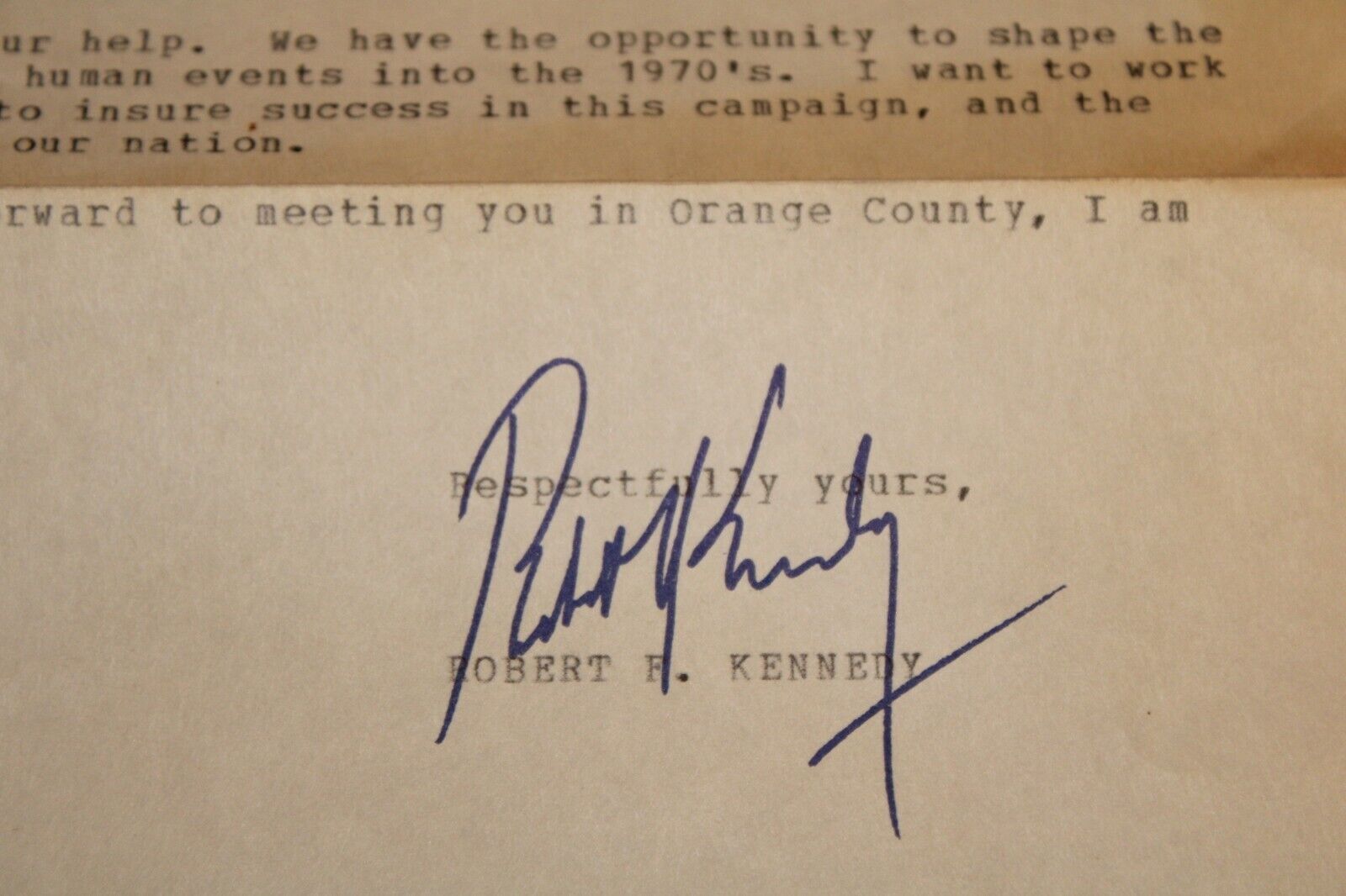 ROBERT F KENNEDY Hand SIGNED Typewritten Letter 05/10/1968 US SENATOR Letterhead
