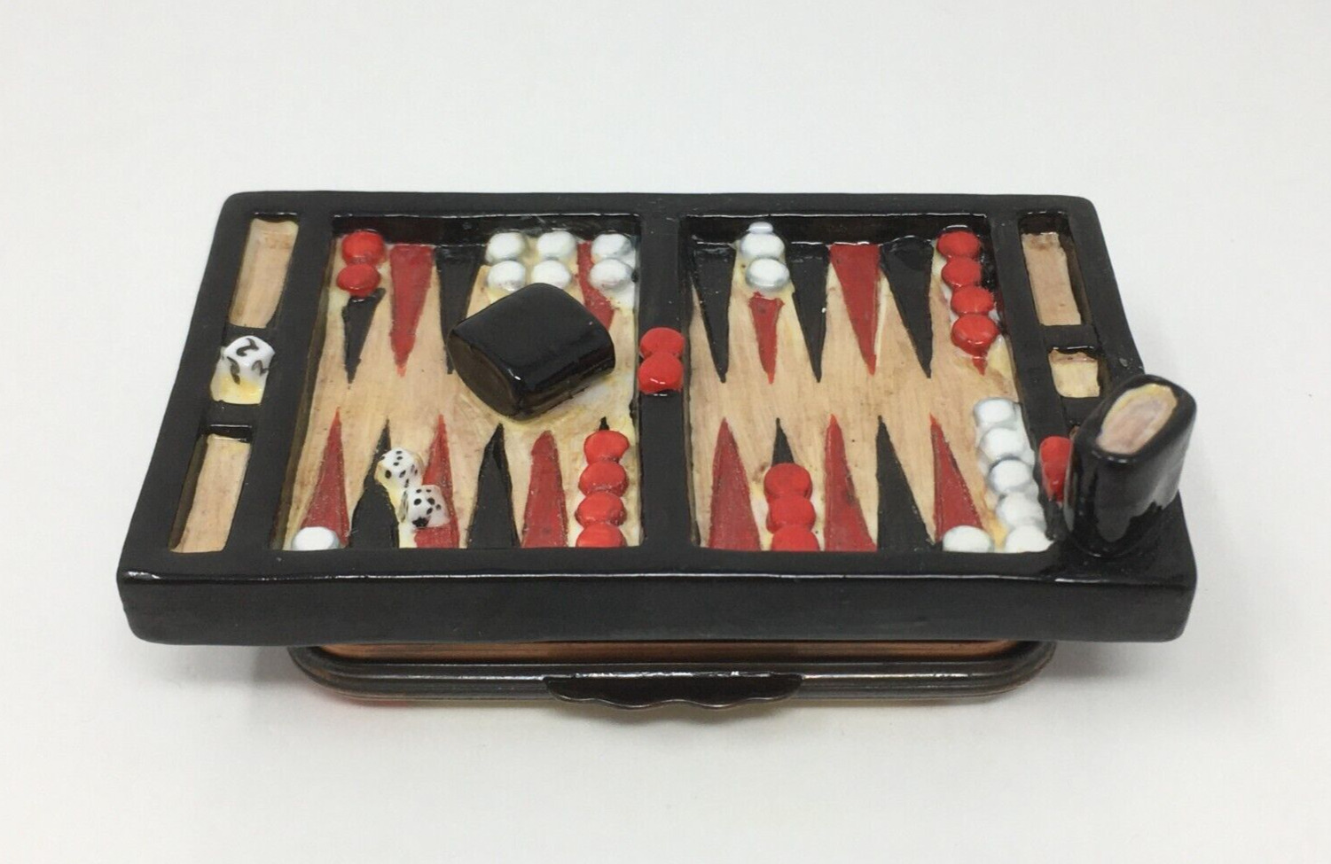 Halcyon Days Rare Enamel Bonbonniere Backgammon Game Excellent